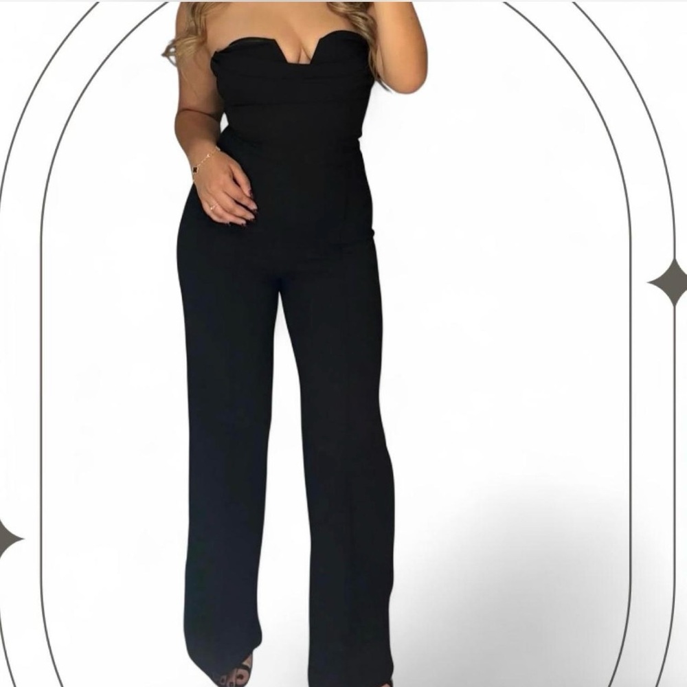 Elegant Black Strapless Jumpsuit